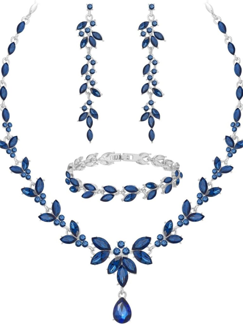 Elegant Wedding Jewelry Set for Bride & Bridesmaids - Crystal Necklace, Earrings